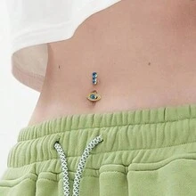 1PC Cute Belly Button Rings 316L Stainless Steel Belly Piercing Eye Belly Rings Navel Rings Navel Piercing Jewelry For Women Men - Yellow Gold - View 6