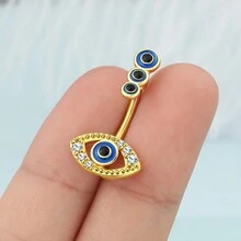 1PC Cute Belly Button Rings 316L Stainless Steel Belly Piercing Eye Belly Rings Navel Rings Navel Piercing Jewelry For Women Men - Yellow Gold - View 4