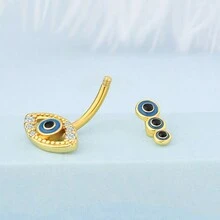 1PC Cute Belly Button Rings 316L Stainless Steel Belly Piercing Eye Belly Rings Navel Rings Navel Piercing Jewelry For Women Men - Yellow Gold - View 5