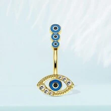 1PC Cute Belly Button Rings 316L Stainless Steel Belly Piercing Eye Belly Rings Navel Rings Navel Piercing Jewelry For Women Men - Yellow Gold - View 2