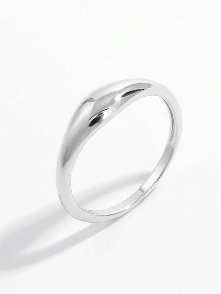 1pc Delicate Simple Elegant Cute & Classic 925 Silver Polished Ring Suitable For Women's Dating And Expressing Personality Gift