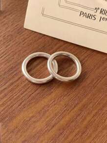 1pc S925 Sterling Silver Minimalist Smooth Line Thin Ring Heavy Craftsmanship Thread Rings Gift For Women Couple Fine Jewelry - Silver - View 3