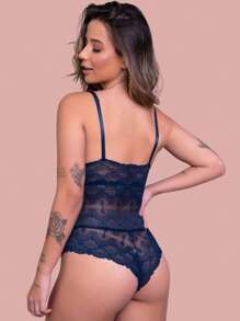 Women Sexy Bodysuits - Navy Blue - View 2