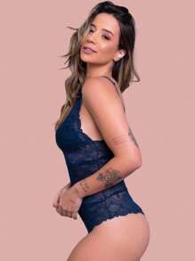 Women Sexy Bodysuits - Navy Blue - View 3