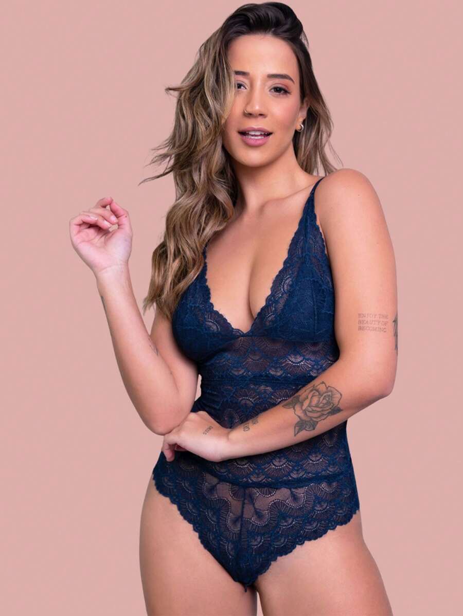 Women Sexy Bodysuits - Navy Blue - View 1