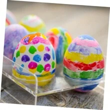 10入組復活節木質彩蛋設計,diy蛋裝飾手工藝品,派對裝飾仿真蛋,兒童木製玩具 - 卡其色 - 查看 10