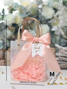 1/5/10pcs Premium Gift Bags With Thank You Hang Tag And Ribbon, Matte Finish Thick Paper Shopping Bags Back To School Valentine Day - 粉色 - 查看 3