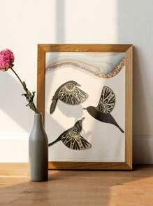 3pcs/Set Modern Creative Wooden Flying Bird Wall Hanging Decorations, Black And Brown Craft Decor, Suitable For Home Wall Decoration And Photo Frame Diy Display,Home Decor ,Room Decor,Wall Decor Gifts Birthday Graduation - Multicolor - View 3