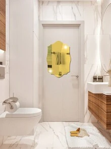 1 Miếng Acrylic Đa giác Hình dạng Dán Tường Gương - Màu be - Xem 2