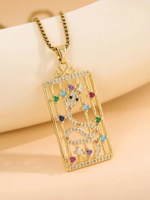 1條女性時尚金色鍊子,採用不銹鋼和銅鍍技術,微嵌鑲向日葵設計,適用於電子商務,優雅獨特 - 金黃色 - 查看 1