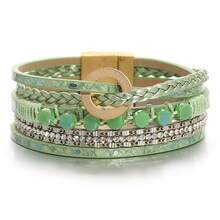 1 cái Màu xanh lá Khóa tròn Da Vòng tay Nhiều lớp Boho Vòng tay cườm Đối với phụ nữ Cô gái tuổi teen Boho Có thể xếp chồng lên nhau Vòng tay Mùa hè Vòng tay còng Đối với Tiệc sinh nhật Đồ trang sức Món quà - E2536214P-007 - Xem 1