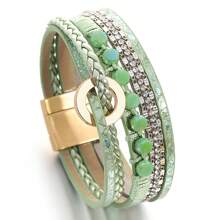 1 cái Màu xanh lá Khóa tròn Da Vòng tay Nhiều lớp Boho Vòng tay cườm Đối với phụ nữ Cô gái tuổi teen Boho Có thể xếp chồng lên nhau Vòng tay Mùa hè Vòng tay còng Đối với Tiệc sinh nhật Đồ trang sức Món quà - E2536214P-007 - Xem 6