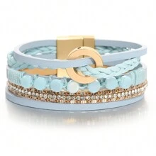 1 cái Màu xanh lá Khóa tròn Da Vòng tay Nhiều lớp Boho Vòng tay cườm Đối với phụ nữ Cô gái tuổi teen Boho Có thể xếp chồng lên nhau Vòng tay Mùa hè Vòng tay còng Đối với Tiệc sinh nhật Đồ trang sức Món quà - E2536214P-007 - Xem 5