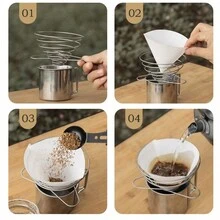 1pc Stainless Steel Coffee Filter, Outdoor Camping Coffee Drip Rack, Folding Funnel Coffee Cup, Hand Drip Coffee Maker - Stainless Steel Color--medium Size - View 7
