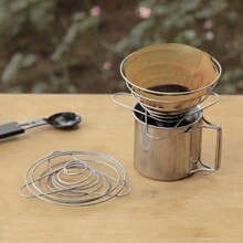 1pc Stainless Steel Coffee Filter, Outdoor Camping Coffee Drip Rack, Folding Funnel Coffee Cup, Hand Drip Coffee Maker - Stainless Steel Color--medium Size - View 1