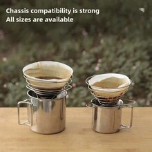 1pc Stainless Steel Coffee Filter, Outdoor Camping Coffee Drip Rack, Folding Funnel Coffee Cup, Hand Drip Coffee Maker - Stainless Steel Color--medium Size - View 4
