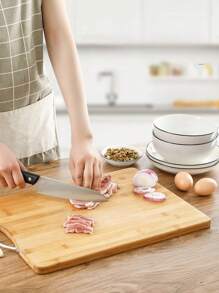 1pc Bamboo Cutting Board With Handle For Kitchen, Chopping, Slicing, Dicing, Rolling Dough, Meat Tenderizing,