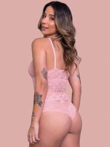 Women Sexy Bodysuits - 淺粉色 - 查看 2