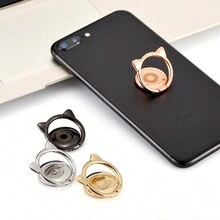 4入組合金貓耳朵可愛手指環手機智能手機支架支架,適用於所有智能手機ipad Mp3汽車固定架 可愛風格 - 彩色 - 查看 2