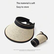 Double-Layer Woven Sun Hat, Foldable, Wide-Brimmed, Sunscreen, Fashionable And Personalized, Suitable For Beach, Summer