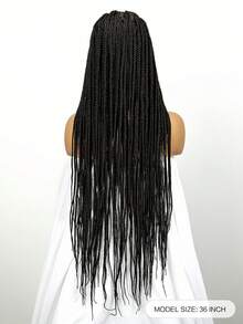 36 Inch Extra Long Lace Front Synthetic Hair Wig, Can Be Styled In Various Ways, Fashionable Braided Fiber Braid Head Cover, Black Color - Black - View 5