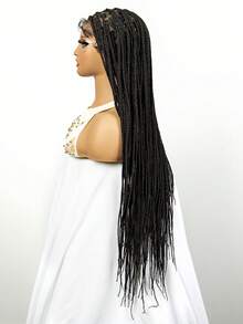 36 Inch Extra Long Lace Front Synthetic Hair Wig, Can Be Styled In Various Ways, Fashionable Braided Fiber Braid Head Cover, Black Color - Black - View 6