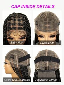 36 Inch Extra Long Lace Front Synthetic Hair Wig, Can Be Styled In Various Ways, Fashionable Braided Fiber Braid Head Cover, Black Color - Black - View 10