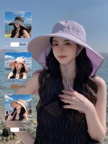 JOYLORD 女款夏季戶外防曬帽，附馬尾孔，韓式時尚寬帽檐披肩水桶帽 - 6287 - 查看 4