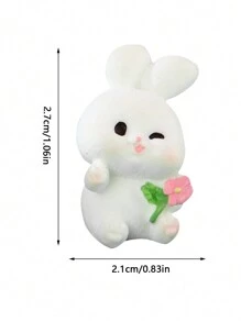 4/8pcs/Set Resin Rabbit Car Decor, Cute Animal Tiny Landscape Ornament, Desk Display, Crafty Accessory With Adhesive Tape, Dashboard Decor, Freely Placed - White - View 11