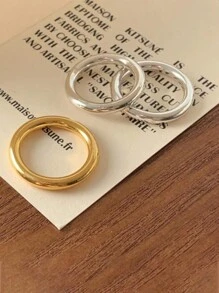 1pc S925 Sterling Silver Minimalist Smooth Line Thin Ring Heavy Craftsmanship Thread Rings Gift For Women Couple Fine Jewelry - Silver - View 4