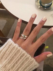 1pc S925 Sterling Silver Minimalist Smooth Line Thin Ring Heavy Craftsmanship Thread Rings Gift For Women Couple Fine Jewelry - Silver - View 7