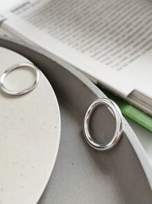 1pc S925 Sterling Silver Minimalist Smooth Line Thin Ring Heavy Craftsmanship Thread Rings Gift For Women Couple Fine Jewelry - Silver - View 9