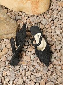 Của phụ nữ Pointed Toe Cao gót Hoa hồng Hoa Nghệ Embellished Đúng mốt Đen Gót thô Thanh lịch Dép xăng đan Đối với Mùa xuân/Mùa hè - màu đen - Xem 6