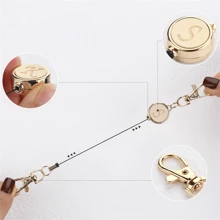 1pc Fashion Gold Plated Adjustable Initial Hook Clasp - Multi-Purpose Retractable Lanyard For Bags, Cards, Keys, Convenient For Daily Use, Personalized Gift - Apricot - View 4