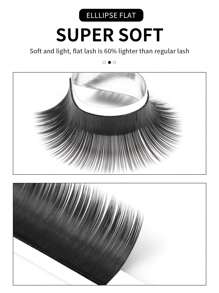 Winky Beauty Extensiones de pestañas planas de seda suave clásica en forma de elipse, color negro mate, con densa de puntas divididas, aspecto natural de visón falso, suministros profesionales de pestañas postizas para salón de belleza, 0.15mm 0.20mm 8-15mm racimos de pestañas, racimos de pestañas, pestañas individuales, pestañas, pestañas postizas