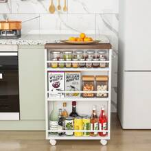 Tribesigns Slim Storage Cart, Rolling Narrow Kitchen Cart On Wheels For Small Place, 4-Tier Slide Out Slim Utility Cart Skinny Laundry Cart With Handle For Kitchen, Bathroom, Laundry - Nâu và Trắng - Xem 3