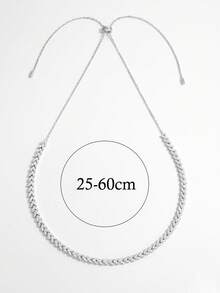 925純銀鋯石鑲嵌1入經典、奢華、華麗且時尚的小麥設計可調節鍊子項鍊,是日常生活、派對、生日、旅行、情人節和約會的完美裝飾品,適合女性佩戴 - 銀色 - 查看 2