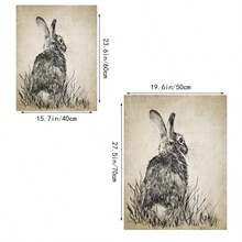 1件帆布牆藝海報,奔跑的兔子,動物油畫藝術牆飾,適用於客廳、臥室、浴室、辦公室、走廊、廚房,不包含相框 - 酒紅色 - 查看 2