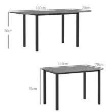 HOMCOM Table à manger extensible table de cuisine design moderne avec grand plateau 6 personnes cadre en acier gris foncé - Gris - Voir 3