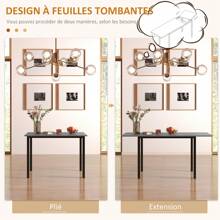 HOMCOM Table à manger extensible table de cuisine design moderne avec grand plateau 6 personnes cadre en acier gris foncé - Gris - Voir 5