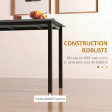 HOMCOM Table à manger extensible table de cuisine design moderne avec grand plateau 6 personnes cadre en acier gris foncé - Gris - Voir 4