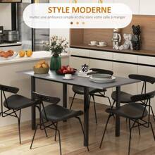 HOMCOM Table à manger extensible table de cuisine design moderne avec grand plateau 6 personnes cadre en acier gris foncé - Gris - Voir 7