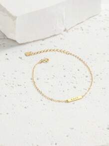 1件女式925純銀鍍金光滑手鍊,時尚百搭的女士珠寶禮物 - 金色 - 查看 2