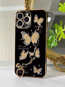 1个黑色电镀蝴蝶手链和1个黑色电镀TPU蝴蝶图案防震手机壳（兼容苹果国际版，非国内版） - 彩色 - 查看 4