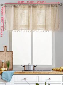 Tassel Decor Single Panel Curtain - Beige - View 10