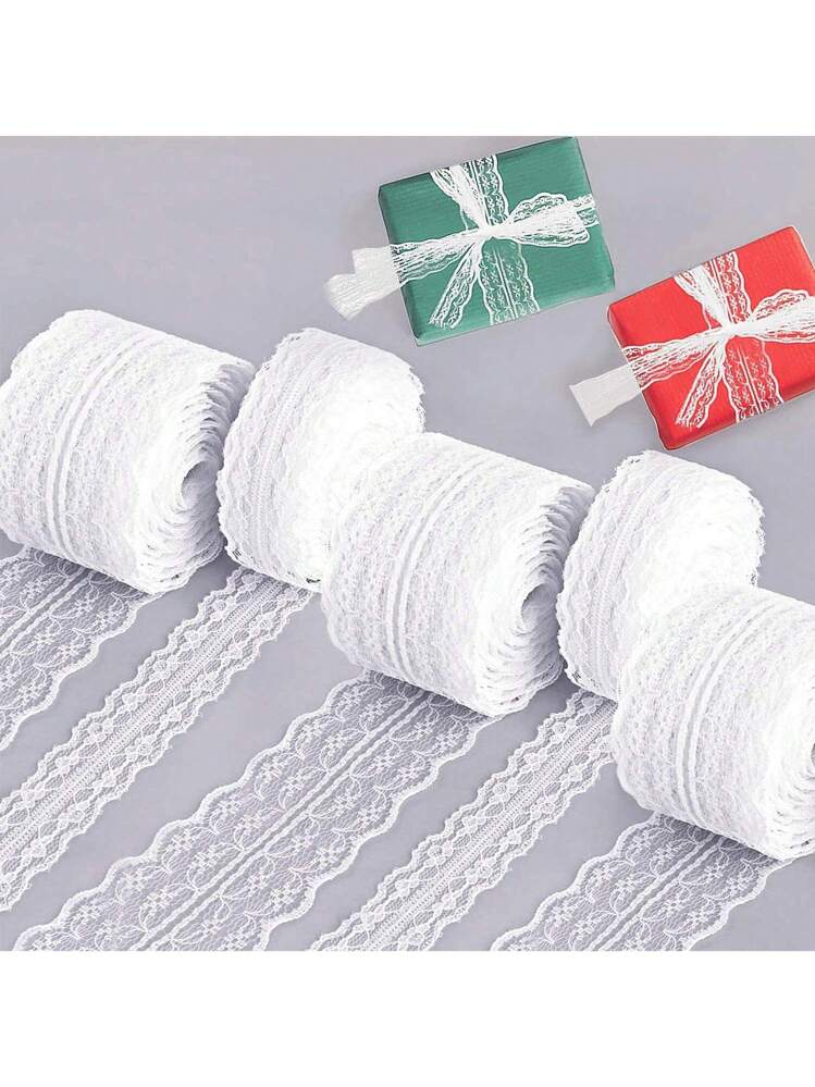Nastro In Pizzo Floreale 22,9 Metri – 5 Rotoli Colori Misti (Viola, Rosa, Nero, Bianco, Giallo) Per Cucito E Regali - 5