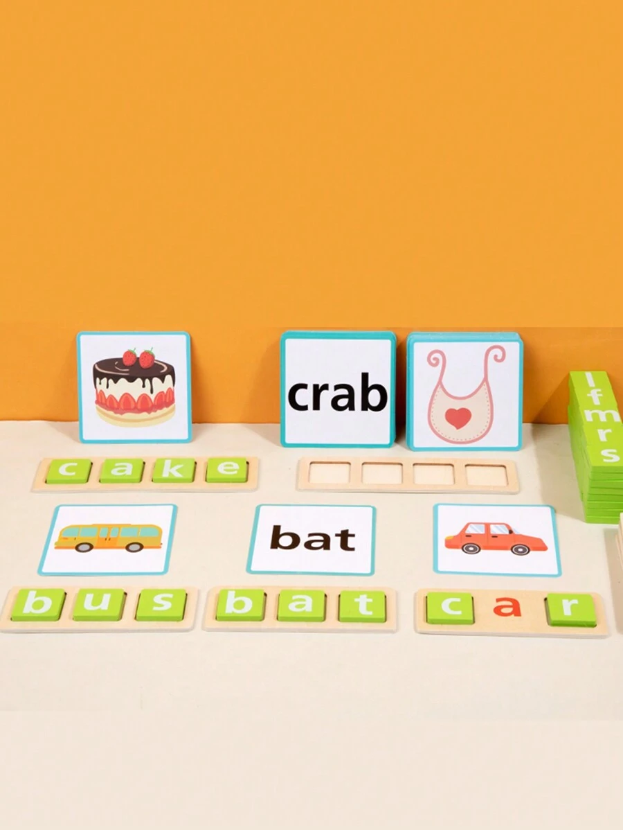 Fun Spelling Words, Learning English, Alphabet Cognitive Matching Games, Building Blocks Early Education, Memory Training Toys, Children's Logical Thinking Training Games - Apricot - View 1