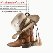 1pc 2D Flat Acrylic Cowboy Boot Keychain, Fashion Keyring Pendant Accessory, Car Rearview Mirror Hanger To Add Style To Your Vehicle Gift Souvenir Car Accessories Bag Charm School Cute Goth Y2k Bag Accessories Lanyards With Id Holder Car Accessories Bag Charms Christmas