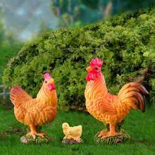 3 cái/bộ Gà trống Cảnh quan vi mô Nhựa Vật trang trí DIY Đồ trang trí Hoạt hình Gà mái & Phụ kiện - Màu vàng - Xem 6