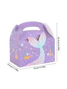 3入組手提袋狀人魚尾巴派對禮物盒，包裝烘焙禮物肥皂糖果巧克力餅乾盒，完美的紙板糖果巧克力禮物盒，用於婚禮派對和派對禮物盒，生日裝飾 - 彩色 - 查看 9